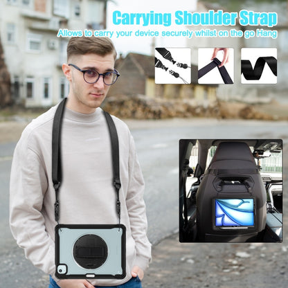 For iPad Air 11 2025 / 2024 Heavy Duty Hybrid Tablet Case with Hand Grip & Strap(Black Transparent) by buy2fix