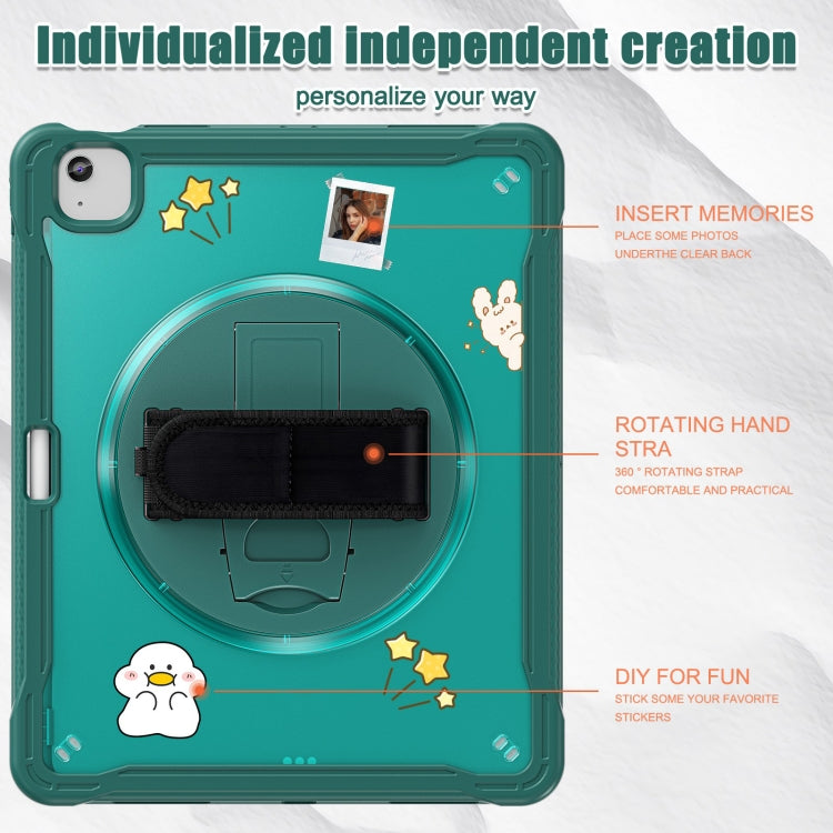 For iPad Air 13 2025 / 2024 Heavy Duty Hybrid Tablet Case with Hand Grip & Strap(Dark Green) - iPad Air 13 2025 / 2024 Cases by buy2fix | Online Shopping UK | buy2fix