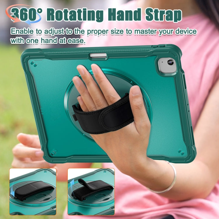 For iPad Air 13 2025 / 2024 Heavy Duty Hybrid Tablet Case with Hand Grip & Strap(Dark Green) - iPad Air 13 2025 / 2024 Cases by buy2fix | Online Shopping UK | buy2fix