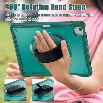 For iPad Air 13 2025 / 2024 Heavy Duty Hybrid Tablet Case with Hand Grip & Strap(Dark Green) - iPad Air 13 2025 / 2024 Cases by buy2fix | Online Shopping UK | buy2fix