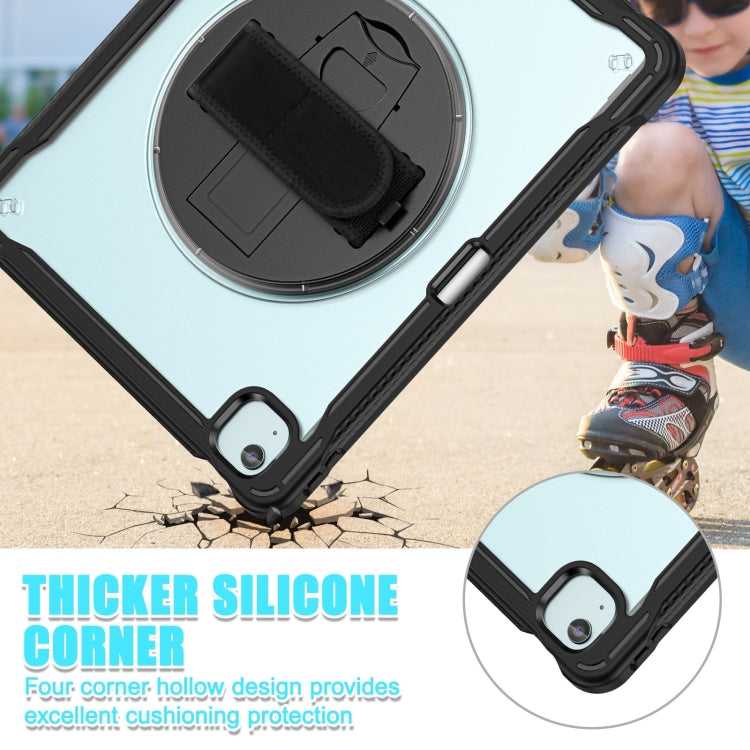 For iPad Air 13 2025 / 2024 Heavy Duty Hybrid Tablet Case with Hand Grip & Strap(Black Transparent) - iPad Air 13 2025 / 2024 Cases by buy2fix | Online Shopping UK | buy2fix