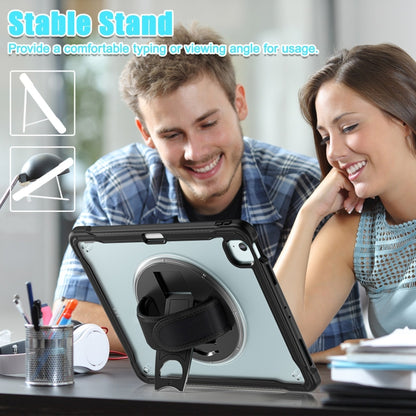 For iPad Air 13 2025 / 2024 Heavy Duty Hybrid Tablet Case with Hand Grip & Strap(Black Transparent) - iPad Air 13 2025 / 2024 Cases by buy2fix | Online Shopping UK | buy2fix