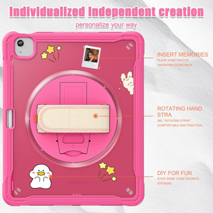 For iPad Air 13 2025 / 2024 Heavy Duty Hybrid Tablet Case with Hand Grip & Strap(Rose Red) - iPad Air 13 2025 / 2024 Cases by buy2fix | Online Shopping UK | buy2fix