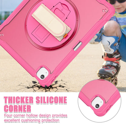 For iPad Air 13 2025 / 2024 Heavy Duty Hybrid Tablet Case with Hand Grip & Strap(Rose Red) - iPad Air 13 2025 / 2024 Cases by buy2fix | Online Shopping UK | buy2fix