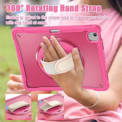 For iPad Air 13 2025 / 2024 Heavy Duty Hybrid Tablet Case with Hand Grip & Strap(Rose Red) - iPad Air 13 2025 / 2024 Cases by buy2fix | Online Shopping UK | buy2fix