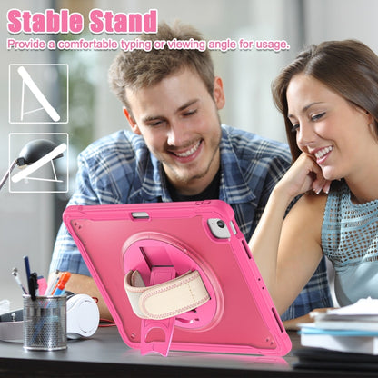 For iPad Air 13 2025 / 2024 Heavy Duty Hybrid Tablet Case with Hand Grip & Strap(Rose Red) - iPad Air 13 2025 / 2024 Cases by buy2fix | Online Shopping UK | buy2fix
