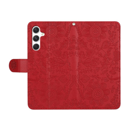 For Samsung Galaxy S25+ 5G Floral Embossed Pattern Leather Phone Case(Red) by buy2fix