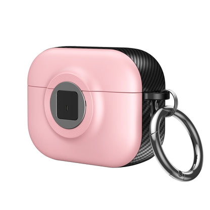 For AirPods Pro Camera Series PC + TPU Headset Shockproof Carbon Fibre Case(Pink) - For AirPods Pro by buy2fix | Online Shopping UK | buy2fix