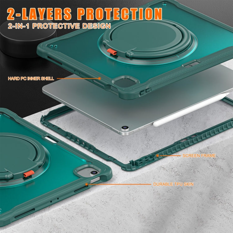 For iPad Air 13 2025 / 2024 Heavy Duty Hybrid Tablet Case with Handle & Strap(Dark Green) - iPad Air 13 2025 / 2024 Cases by buy2fix | Online Shopping UK | buy2fix