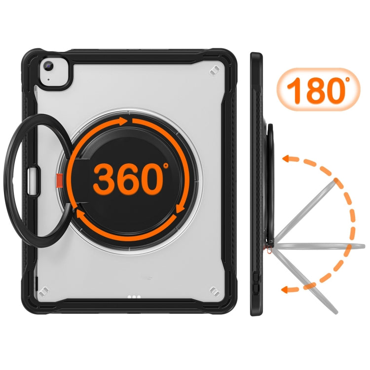 For iPad Air 13 2025 / 2024 Powerful Sailor Ring Holder Heavy Duty Hybrid Tablet Case with Strap(Black Transparent) - iPad Air 13 2025 / 2024 Cases by buy2fix | Online Shopping UK | buy2fix