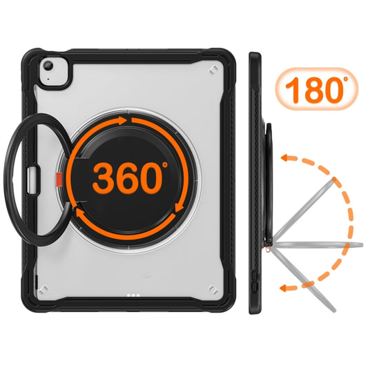 For iPad Air 13 2025 / 2024 Powerful Sailor Ring Holder Heavy Duty Hybrid Tablet Case with Strap(Black Transparent) - iPad Air 13 2025 / 2024 Cases by buy2fix | Online Shopping UK | buy2fix