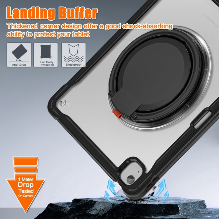 For iPad Air 13 2025 / 2024 Powerful Sailor Ring Holder Heavy Duty Hybrid Tablet Case with Strap(Black Transparent) - iPad Air 13 2025 / 2024 Cases by buy2fix | Online Shopping UK | buy2fix