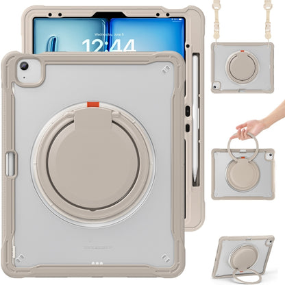 For iPad Air 13 2025 / 2024 Powerful Sailor Ring Holder Heavy Duty Hybrid Tablet Case with Strap(Khaki) - iPad Air 13 2025 / 2024 Cases by buy2fix | Online Shopping UK | buy2fix