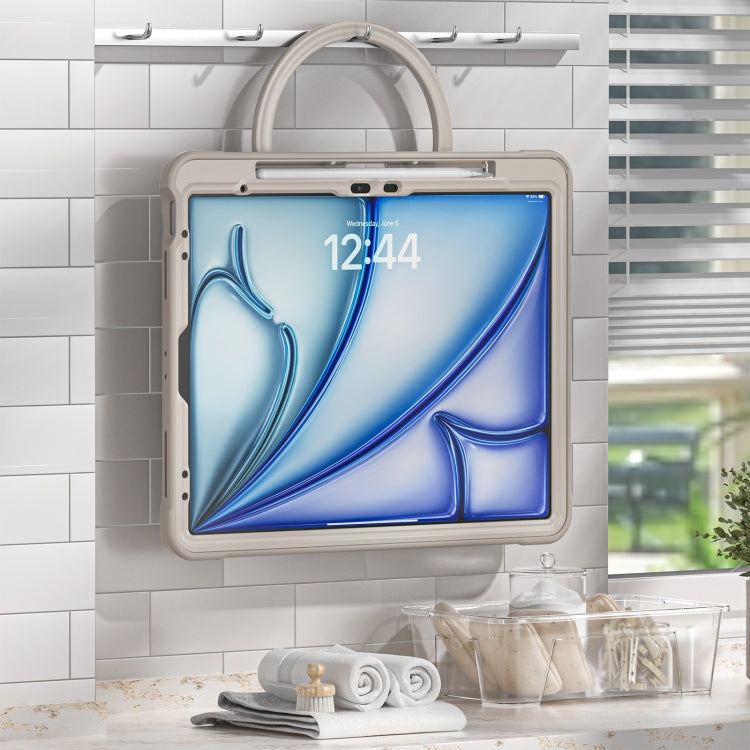 For iPad Air 13 2025 / 2024 Powerful Sailor Ring Holder Heavy Duty Hybrid Tablet Case with Strap(Khaki) - iPad Air 13 2025 / 2024 Cases by buy2fix | Online Shopping UK | buy2fix