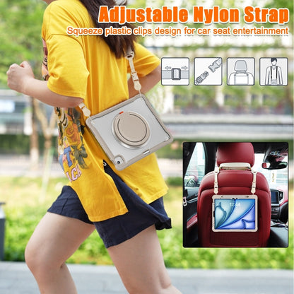 For iPad Air 13 2025 / 2024 Powerful Sailor Ring Holder Heavy Duty Hybrid Tablet Case with Strap(Khaki) - iPad Air 13 2025 / 2024 Cases by buy2fix | Online Shopping UK | buy2fix