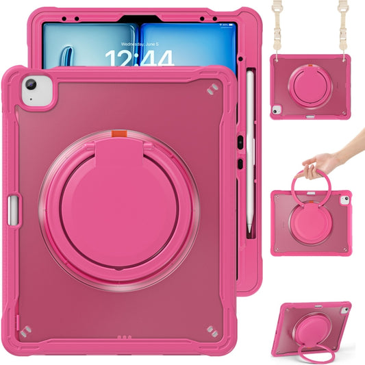For iPad Air 13 2025 / 2024 Powerful Sailor Ring Holder Heavy Duty Hybrid Tablet Case with Strap(Rose Red) - iPad Air 13 2025 / 2024 Cases by buy2fix | Online Shopping UK | buy2fix