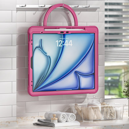 For iPad Air 13 2025 / 2024 Powerful Sailor Ring Holder Heavy Duty Hybrid Tablet Case with Strap(Rose Red) - iPad Air 13 2025 / 2024 Cases by buy2fix | Online Shopping UK | buy2fix