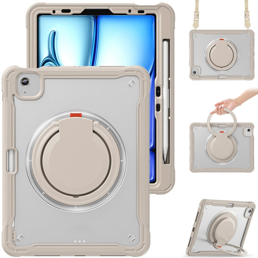 For iPad Air 11 2025 / 2024 Powerful Sailor Ring Holder Heavy Duty Hybrid Tablet Case with Strap(Khaki) - iPad Air 11 2025 / 2024 Cases by buy2fix | Online Shopping UK | buy2fix