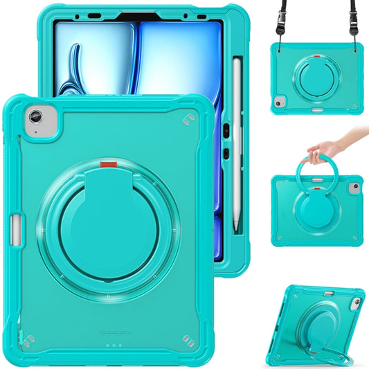 For iPad Air 11 2025 / 2024 Powerful Sailor Ring Holder Heavy Duty Hybrid Tablet Case with Strap(Light Blue) - iPad Air 11 2025 / 2024 Cases by buy2fix | Online Shopping UK | buy2fix