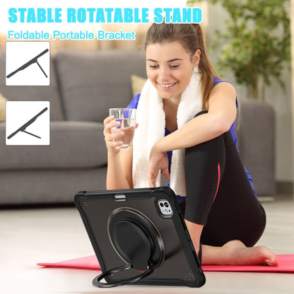 For iPad Pro 11 2024 Powerful Sailor Ring Holder Heavy Duty Hybrid Tablet Case with Strap(Black) - iPad Pro 11 2024 Cases by buy2fix | Online Shopping UK | buy2fix