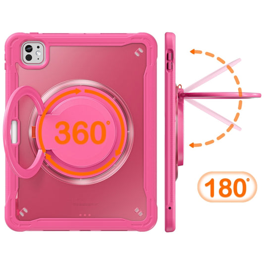 For iPad Pro 11 2025 / 2024 Powerful Sailor Ring Holder Heavy Duty Hybrid Tablet Case with Strap(Rose Red) by buy2fix