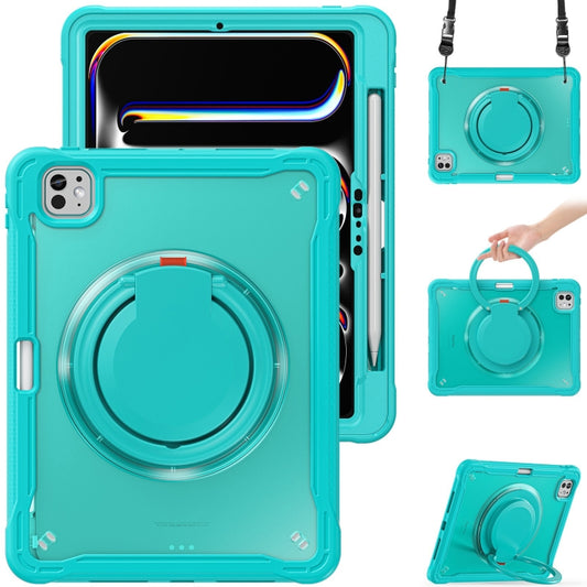 For iPad Pro 11 2024 Powerful Sailor Ring Holder Heavy Duty Hybrid Tablet Case with Strap(Light Blue) - iPad Pro 11 2024 Cases by buy2fix | Online Shopping UK | buy2fix