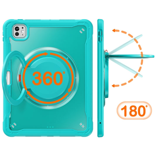 For iPad Pro 11 2025 / 2024 Powerful Sailor Ring Holder Heavy Duty Hybrid Tablet Case with Strap(Light Blue) by buy2fix