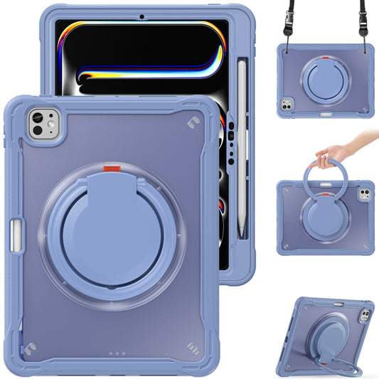 For iPad Pro 11 2024 Powerful Sailor Ring Holder Heavy Duty Hybrid Tablet Case with Strap(Lavender Grey) - iPad Pro 11 2024 Cases by buy2fix | Online Shopping UK | buy2fix