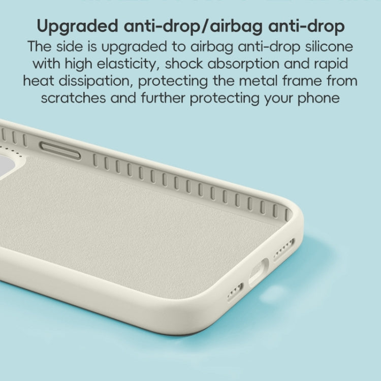 For iPhone 16 Pro Max Precision Hole Liquid Silicone MagSafe Metal Ring Holder Phone Case(White) by buy2fix