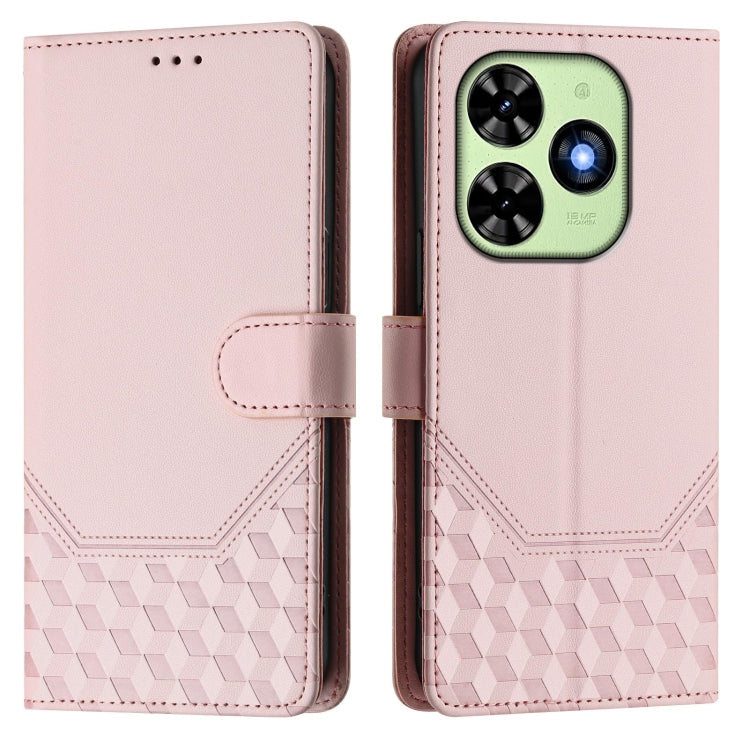 For Tecno Spark Go 2024 4G Honeycomb Embossing RFID Leather Phone Case(Pink) by buy2fix