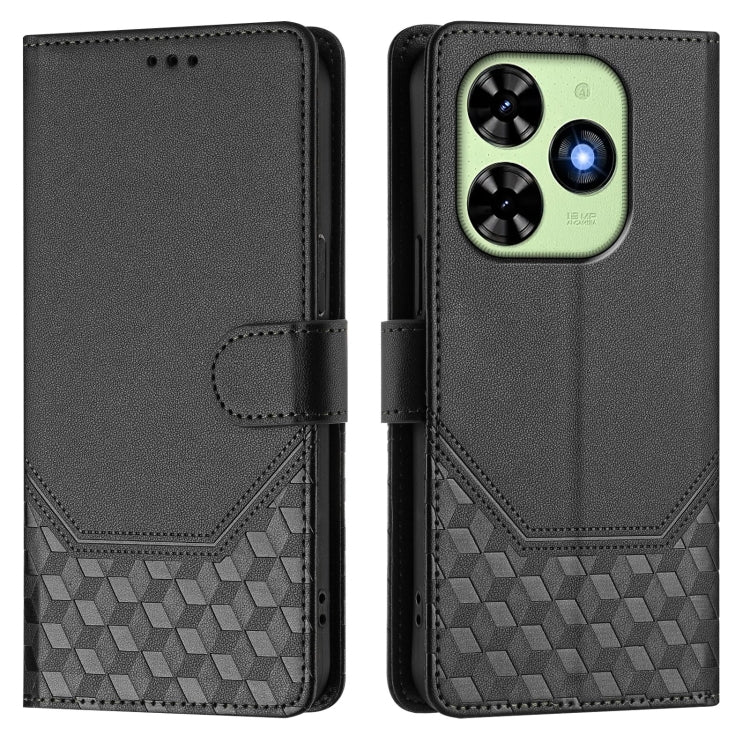 For Tecno Spark Go 2024 4G Honeycomb Embossing RFID Leather Phone Case(Black) by buy2fix