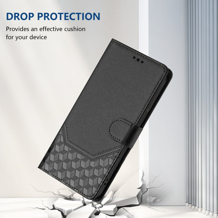 For Tecno Spark Go 2024 4G Honeycomb Embossing RFID Leather Phone Case(Black) by buy2fix