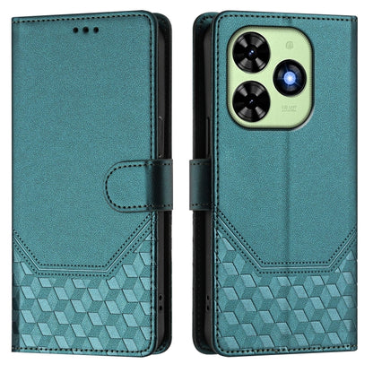 For Tecno Spark Go 2024 4G Honeycomb Embossing RFID Leather Phone Case(Peacock Green) by buy2fix