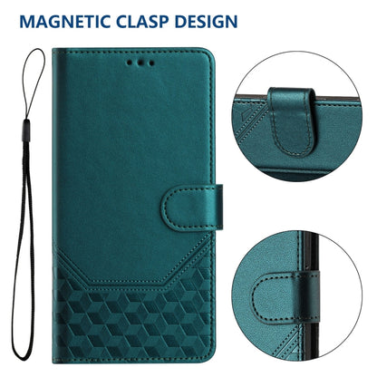 For Tecno Spark Go 2024 4G Honeycomb Embossing RFID Leather Phone Case(Peacock Green) by buy2fix