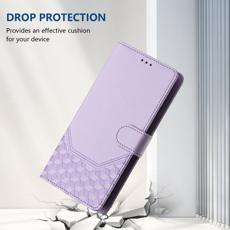 For Tecno Spark Go 2024 4G Honeycomb Embossing RFID Leather Phone Case(Light Purple) by buy2fix