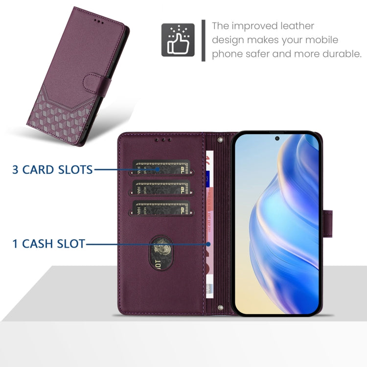 For Tecno Spark Go 2024 4G Honeycomb Embossing RFID Leather Phone Case(Violet) by buy2fix