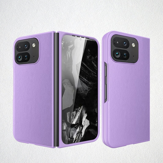 For Google Pixel 9 Pro Fold Litchi Texture Leather PC Shockproof Phone Case(Purple) by buy2fix