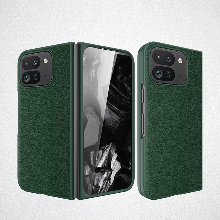 For Google Pixel 9 Pro Fold Litchi Texture Leather PC Shockproof Phone Case(Green) by buy2fix