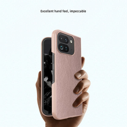 For Google Pixel 9 Pro Fold Litchi Texture Leather PC Shockproof Phone Case(Rose Gold) by buy2fix