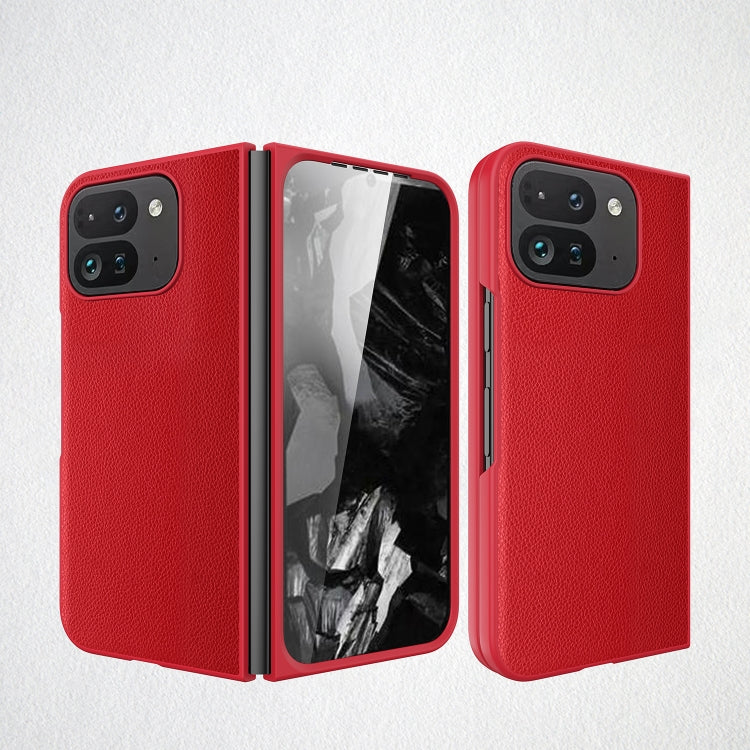 For Google Pixel 9 Pro Fold Litchi Texture Leather PC Shockproof Phone Case(Red) by buy2fix