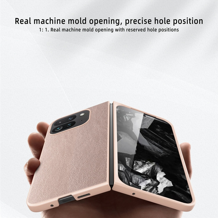 For Google Pixel 9 Pro Fold Litchi Texture Leather PC Shockproof Phone Case(Wheat) by buy2fix