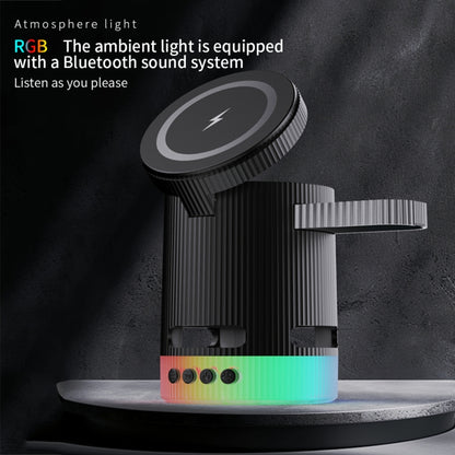 H61 15W 4 in 1 Multifunctional Foldable Wireless Charger Bluetooth Speaker(White) - Multifunction Charger by buy2fix | Online Shopping UK | buy2fix