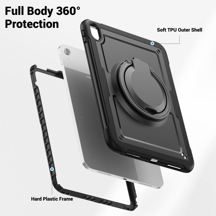 For iPad 2025 / 2022 Honeycomb Hybrid Tablet Case with Handle Holder & Strap(Black) - iPad 2025 / 2022 Cases by buy2fix | Online Shopping UK | buy2fix