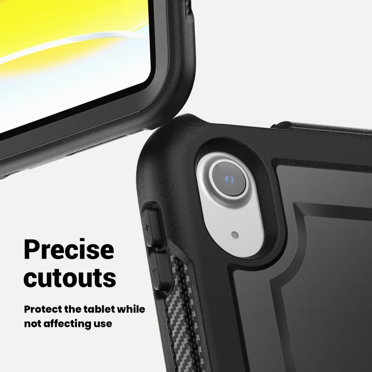 For iPad 2025 / 2022 Honeycomb Hybrid Tablet Case with Handle Holder & Strap(Black) - iPad 2025 / 2022 Cases by buy2fix | Online Shopping UK | buy2fix