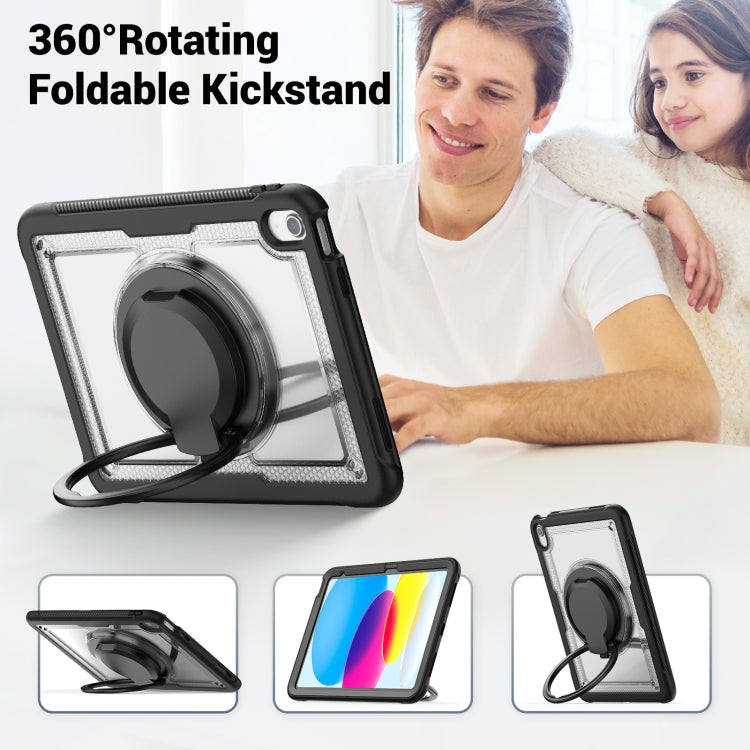 For iPad 2025 / 2022 Honeycomb Hybrid Tablet Case with Handle Holder & Strap(Transparent) - iPad 2025 / 2022 Cases by buy2fix | Online Shopping UK | buy2fix