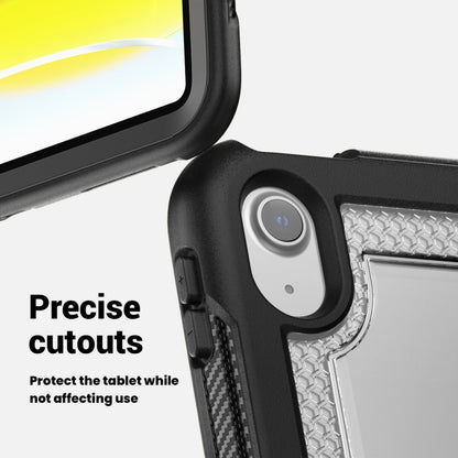 For iPad 2025 / 2022 Honeycomb Hybrid Tablet Case with Handle Holder & Strap(Transparent) - iPad 2025 / 2022 Cases by buy2fix | Online Shopping UK | buy2fix