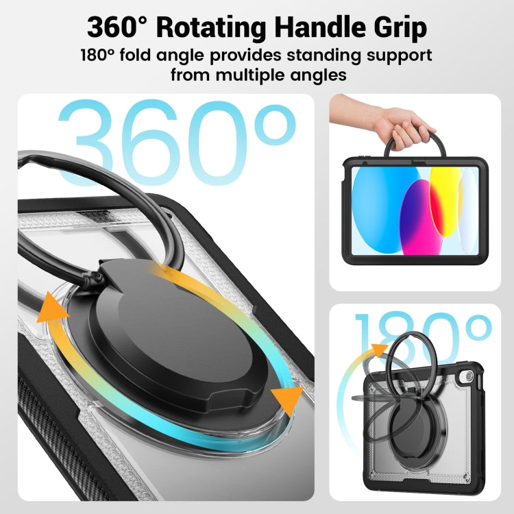 For iPad 2025 / 2022 Honeycomb Hybrid Tablet Case with Handle Holder & Strap(Transparent) - iPad 2025 / 2022 Cases by buy2fix | Online Shopping UK | buy2fix