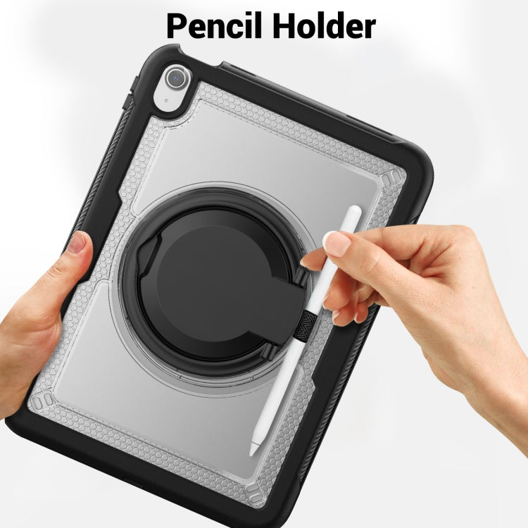 For iPad 2025 / 2022 Honeycomb Hybrid Tablet Case with Handle Holder & Strap(Transparent) - iPad 2025 / 2022 Cases by buy2fix | Online Shopping UK | buy2fix