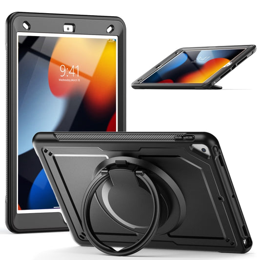 For iPad 10.2 2021 / 2020 / 10.5 2019 Honeycomb Hybrid Tablet Case with Handle Holder & Strap(Black) - iPad 10.2 Cases by buy2fix | Online Shopping UK | buy2fix