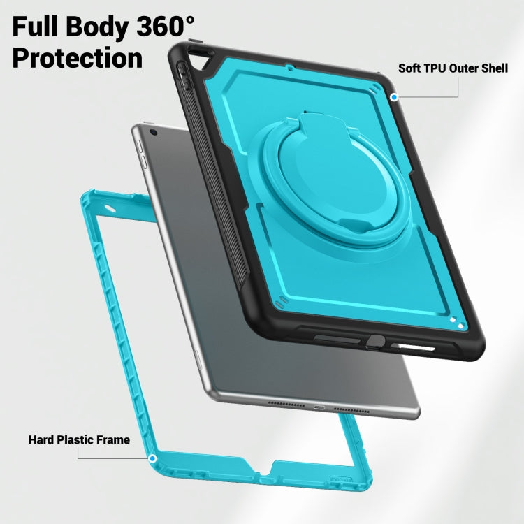For iPad 10.2 2021 / 2020 / 10.5 2019 Honeycomb Hybrid Tablet Case with Handle Holder & Strap(Light Blue) - iPad 10.2 Cases by buy2fix | Online Shopping UK | buy2fix